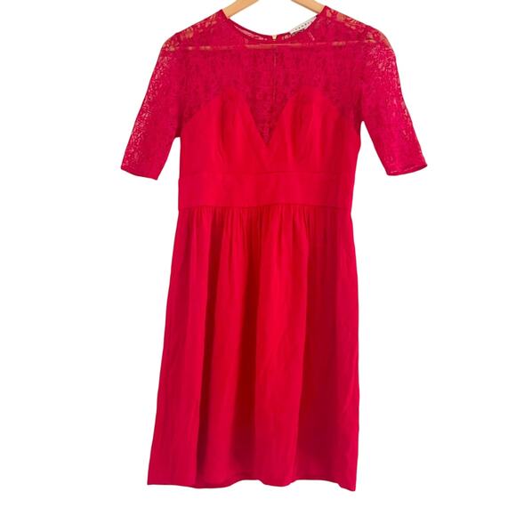 Sandro Paris Red Lace Bustier Style Cocktail Short Dress Size Small - Picture 6 of 13